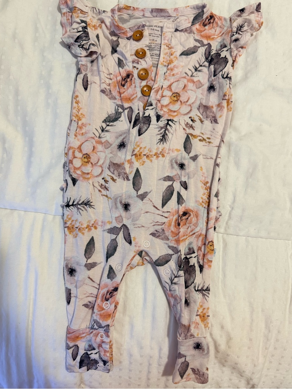 Posh Peanut Pink Floral Ruffle Sleeve Romper